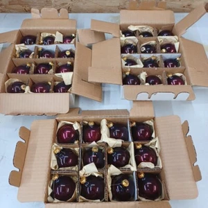 36 Rauch Magic Glass Ball Ornaments in Original Box BURGUNDY Finish Vtg - Picture 1 of 15