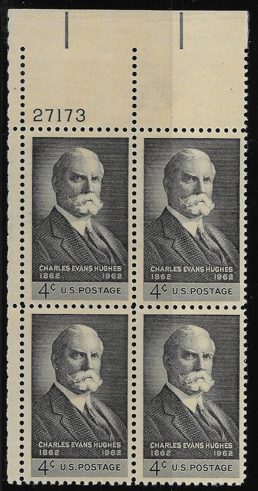 US Scott #1195, Plate Block #27173 1962 Charles Hughes 4c FVF MNH Upper Left - Image 1 of 1