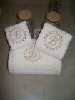 Embroidered Valentines Day Bath Towel Set with Hearts and Letter Monogram