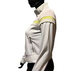 Veste Prada blanche avec gris clair/lignes jaunes bloc de couleurs Y2K taille M