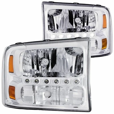 ANZO 111088 Crystal Headlight Set with LED Strip for 1999–2004 Ford Super Duty - Image 1 of 4