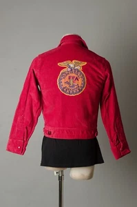 VTG 60'S Red Corduroy FFA Jacket by Universal Size 32 Talon Zipper - Picture 1 of 24
