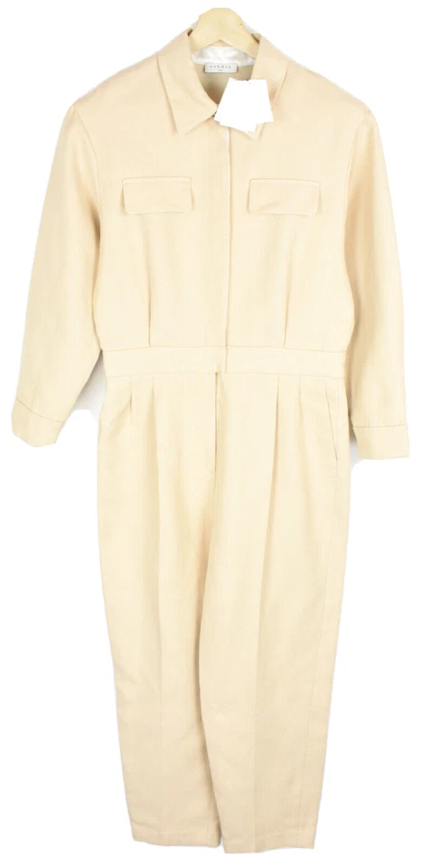 Sandro Uno Overall Damen (Eu) 40 Leinen Mischung Langärmelig Plissiert Taschen - Bild 1 von 4