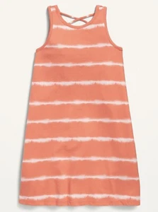 Old Navy Kid Girls Orange Tie Dye Sleeveless Lattice-Back Dress Size XS S M - Picture 1 of 1