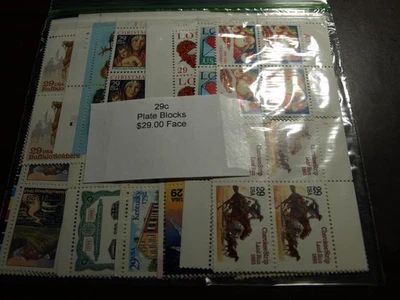 29 CENT PLATE BLOCKS AND BOOKLET PANES FACE VALUE OF $29.00 MINT NEVER HINGED - Image 1 of 2