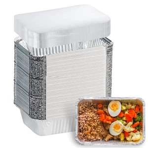 100 Pack Aluminum Foil Pans Disposable - 8.5"×6"×2" Foil Food Containers with... - Picture 1 of 7
