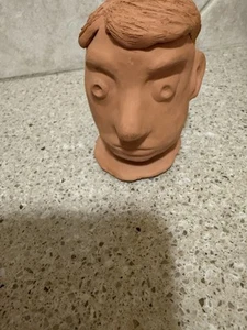 Terra Cotta Face Sculpture Artist Signed Decor Creative & Unique Studio Pottery - Picture 1 of 7