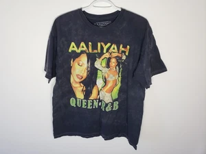 Women's AALIYAH Queen of R&B Black Tie-Dye T-Shirt Size-M - Imagen 1 de 7