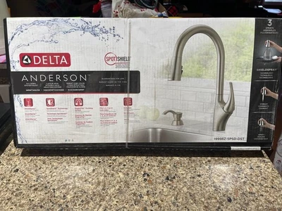 NUEVO grifo extraíble Delta Anderson + dispensador de jabón (ino inoxidable) 19998Z-SPSD-DST Foto 1 de 4