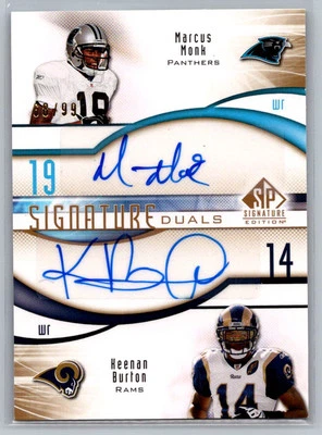 2009 SP Signature #D-NK Marcus Monk / Keenan Burton Signature Duals #/99 - Image 1 of 2