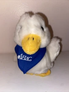 Aflac Talking Plush Duck White With Blue Bandana Stuffed Fluffy Works 6" - Picture 1 of 11