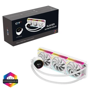 CiT Pro Glacier 360mm Intel AMD AIO Cooler White 3x120mm ARGB Fans Temp Display - Picture 1 of 12