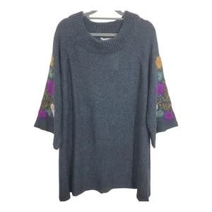 Suéter Carolina Gris Manga Campana Bordado Floral Suave Surroundings Nuevo con Etiquetas 2X - Imagen 1 de 10