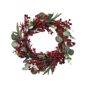 Artificial Eucalyptus and Red Berry Winter Wreath 40cm/16 Inches Diameter - Picture 1 of 1