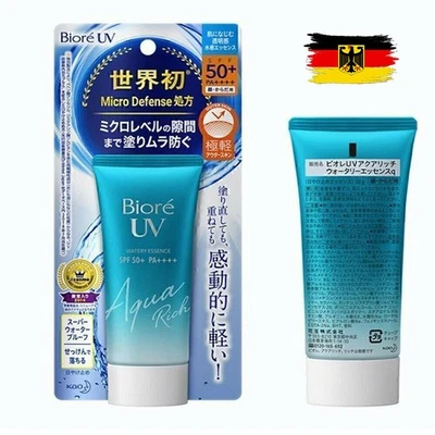 MARKENLOS 2/4x Popular Biore Kao UV Sunscreen Aqua Rich Watery Essences SPF50+ Cream 50ml