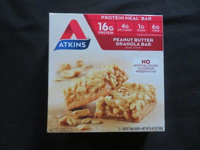 (5) Count Box Atkins Protein Meal Bar Peanut Butter Granola Bar 8.47 Oz ! - Image 1 of 2
