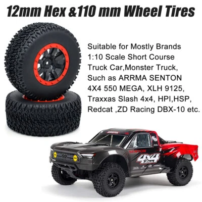 RC Auto Gummireifen 1/10 Short Course Truck Wheel für ARRMA SENTON 9125 Slash - Bild 1 von 4