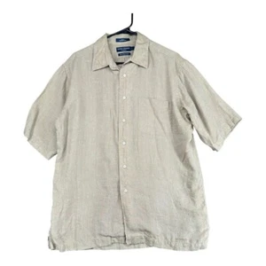 Daniel Cremieux L Large beige 100% Leinen SS Knopf Hemd Küste Strand Sommer - Bild 1 von 8