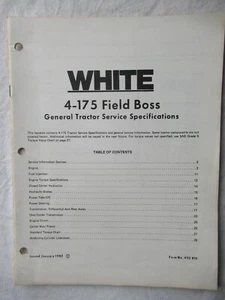 Tractor Field Boss 1980 blanco 4-175 manual de especificaciones de servicio general 432 810 - Imagen 1 de 10