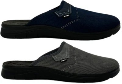 Inblu Pantofole Uomo con Applicazione Chiuse Invernali Comode Grigio - Blu