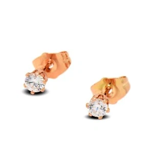 9ct Rose Gold Filled Womens Small 4mm Stud Earrings Sparkling White 9k GF - Picture 1 of 3