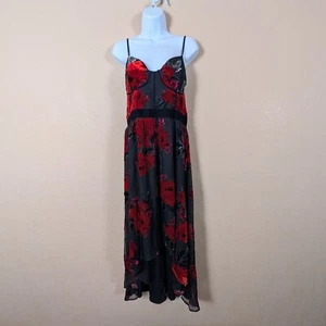 Y2K NWT Betsey Johnson Velvet Burnout Maxi Dress High Low Fairy Grunge Vamp - Picture 1 of 13