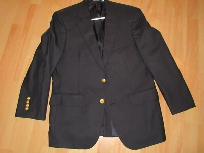 LAND END мужчин 46 полиэстер/шерсть Sport пальто черный костюм куртка Blazer золотой кнопки - Изображение 1 из 4