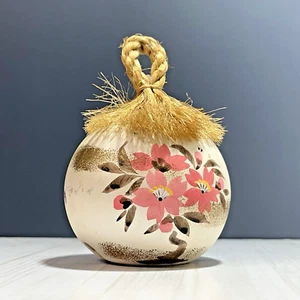 Japanese Pottery Bell - Cherry Blossoms Design -Traditional Craft 1980s Retro - Picture 1 of 11