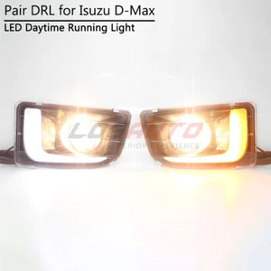 LED Fog Lamp Assembly For Isuzu D-Max RT50 2012-2015 DRL Daylight W/ Yellow Turn - Picture 1 of 11