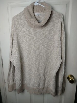 L.L. Bean Signature Woman L Sweater Pullover Turtleneck Beige Heathered Lon... - Image 1 of 4