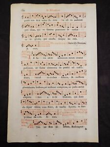 1732 ANTIPHONAL LEAF  PAGE * THE ASCENSION * CATHOLIC SHEET MUSIC BIBLE VGC