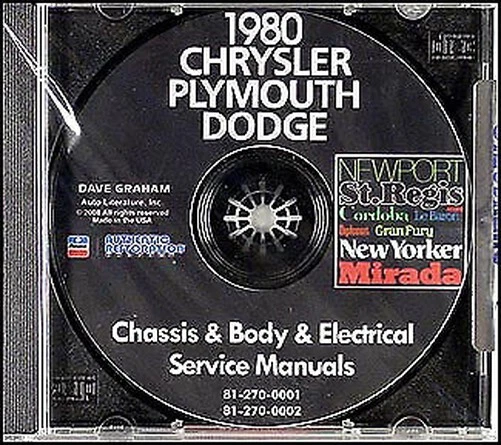 Manuale Di Riparazione CD Chrysler Plymouth E Dodge 1980 80 Servizio Auto - Immagine 1 di 1