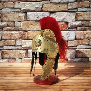 Medieval Roman Centurion Helmet Roman Design Engraved Helmet with Free Wooden - Picture 1 of 7