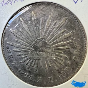 HIGHER GRADE 1896 Zs FZ MEXICO SILVER  8 REALES - Picture 1 of 2