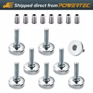 POWERTEC Levelers w/3/8"-16 Threaded Inserts, Non-Marring Pads, 8 Pack, 71189-P2 - Picture 1 of 9