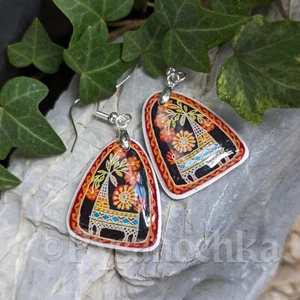 Pendientes Pysanka. Cáscara de avestruz. Huevo de Pascua estilo. Pysanky hecho a mano por Halyna - Imagen 1 de 8