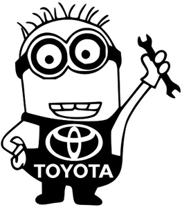 Toyota R22 Truck corolla supra minions Vinyl white die cut Sticker 5.5''x6'' - Picture 1 of 2