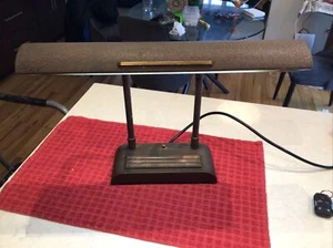 Vintage Industrial Bankers 2 post Desk Lamp Brown Finish - Picture 1 of 8
