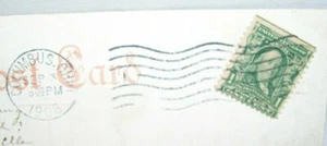 Ben Franklin One Cent Green Line Stamp on Postcard Ohio Fairgrounds 1902  - Picture 1 of 3