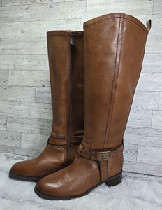 Etienne Aigner Riding Boots Womens 6 Brown Leather Zip Harness Celtic Equestrian - Picture 1 of 12