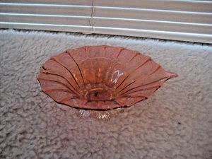 Plato de nuez caramelo baratija vintage retro rosa oscuro naranja vidrio transparente en forma de hoja - Imagen 1 de 4