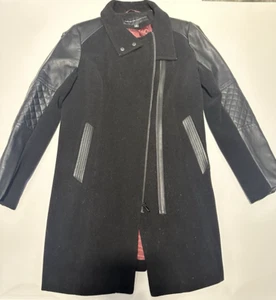 Men's Andrew Marc New York Wool Jacket Black Large Vintage Arms Fraying See Pics - Picture 1 of 9