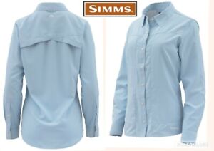 SIMMS isle shirt long sleeve fishing UV sun protection quick dry blue womens XL