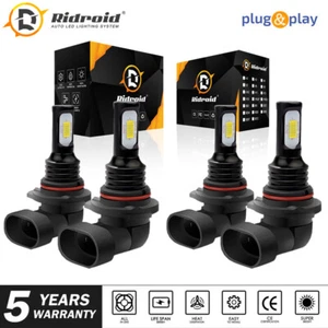 9005 9006 LED Headlights Kit Combo Bulbs 6000K High Low Beam Super White Bright - Picture 1 of 20