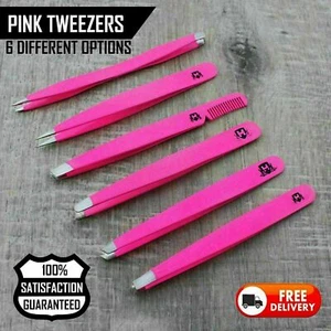 Tweezers-Professional Stainless Steel Slanted Tip Eyebrow Hair Removal Tweezers - Picture 1 of 8