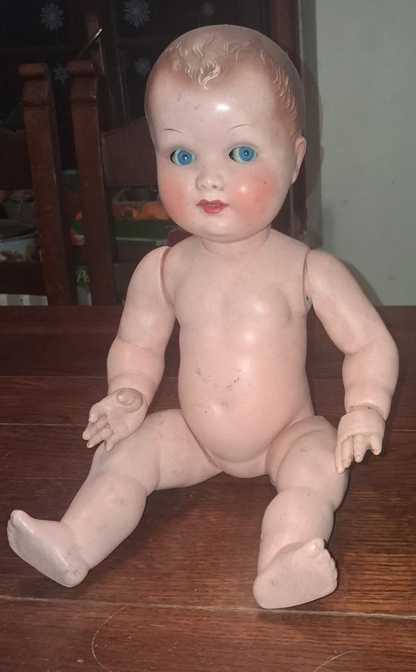 Marcellino Ottolini, Bambola Antica In Celluloide Anni ‘50 Occhi Mobili - Immagine 1 di 4