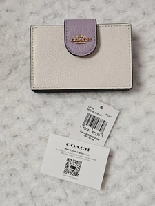 NUEVO CON ETIQUETAS COACH Tiza Blanco Púrpura Azul Bloque de Color Acordeán Estuche para Tarjetas Dorado CA765 - Imagen 1 de 9