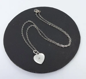 Sterling Silver Diamond Chip Heart Pendant Necklace 15" - Picture 1 of 6