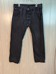 Levi's 501XX Jeans Mens 36x30 Black Denim Straight Button Fly Y2K Look Grunge  - Picture 1 of 10