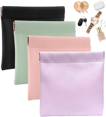Pouchic - Personalized Snap Closure Leather Organizer Pouch, 4 PCS Lambskin Pock - Image 1 of 4